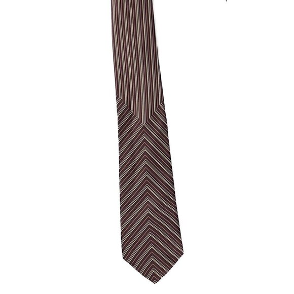 LANVIN Paris Classic 100% Silk Striped Red White Blue Yellow Gold Tie 3" - Picture 4 of 4